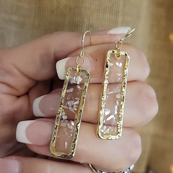 Zara Jewelry - 16k Gold Trim Shimmer Drop Earrings